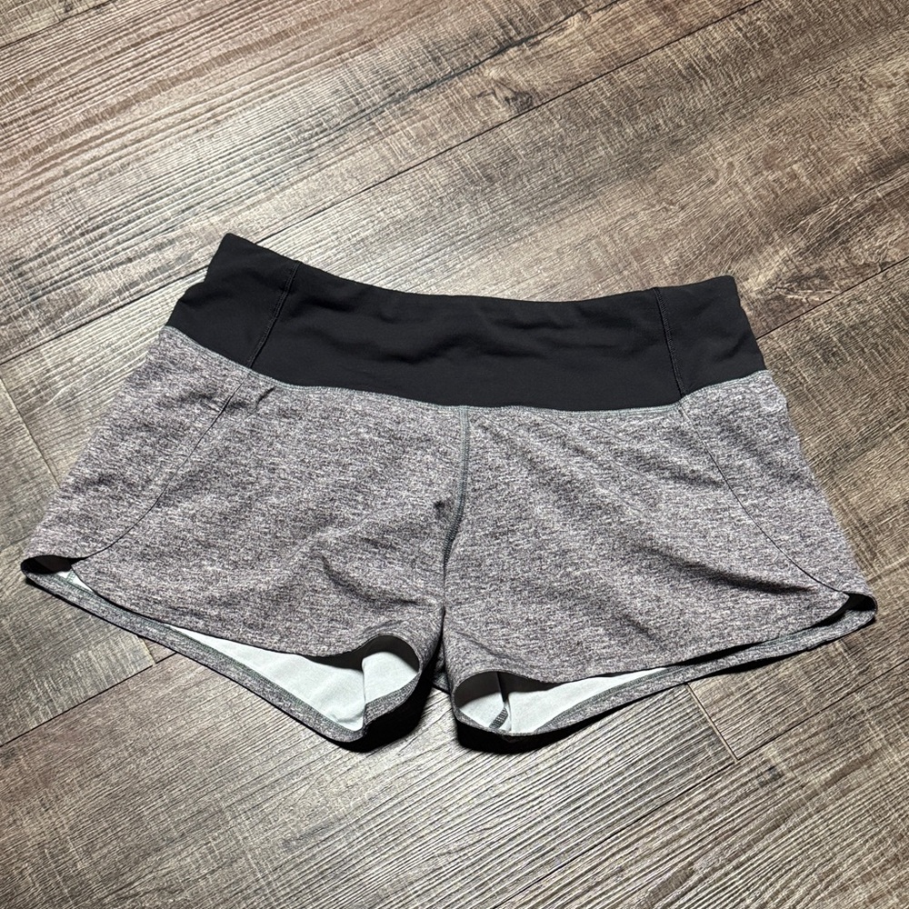 lululemon athletica Heathered Gray and Black Athletic Shorts